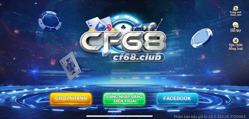 Giao diện chính của cổng game có nút chơi nhanh để anh em trải nghiệm trước khi chơi chính thức