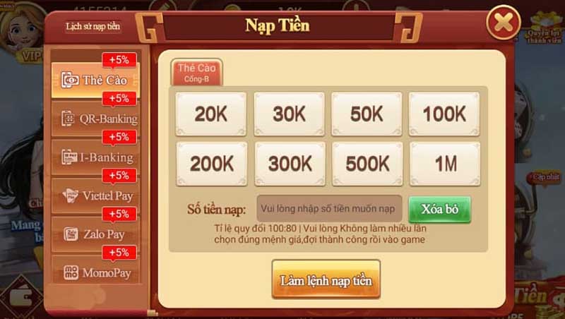 Hiện nay có khá nhiều phương thức nạp tiền CF68 được cổng game hỗ trợ người chơi