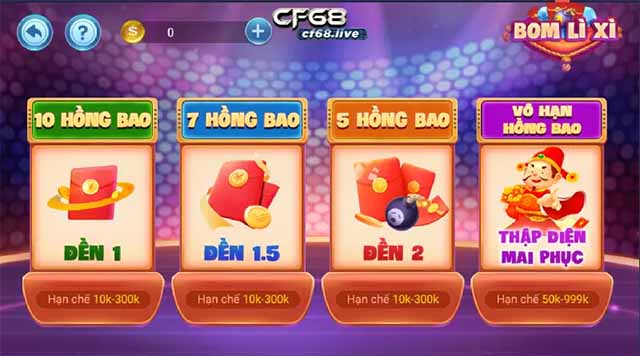 Game bom lì xì Cf68 hút người chơi bởi nhiều ưu điểm